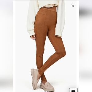Spanx Faux Suede High Waist Pants In Rich Caramel Sz M NWT MSRP $125